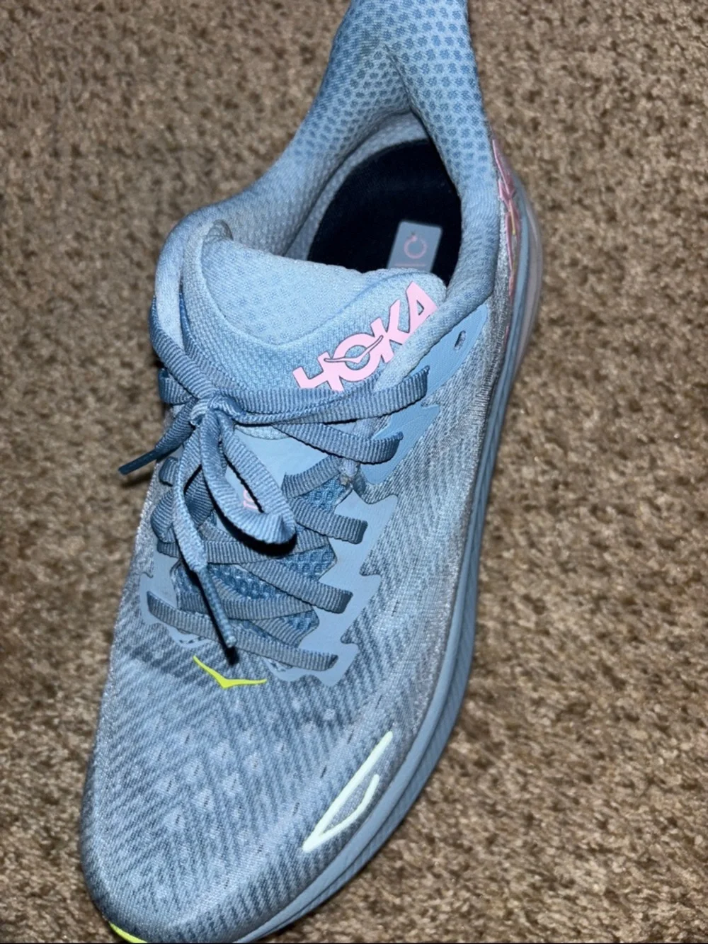 Hoka Women's Sky Blue Running Sneakers with Pink Logo- Clifton 9 - Picture 5 of 5